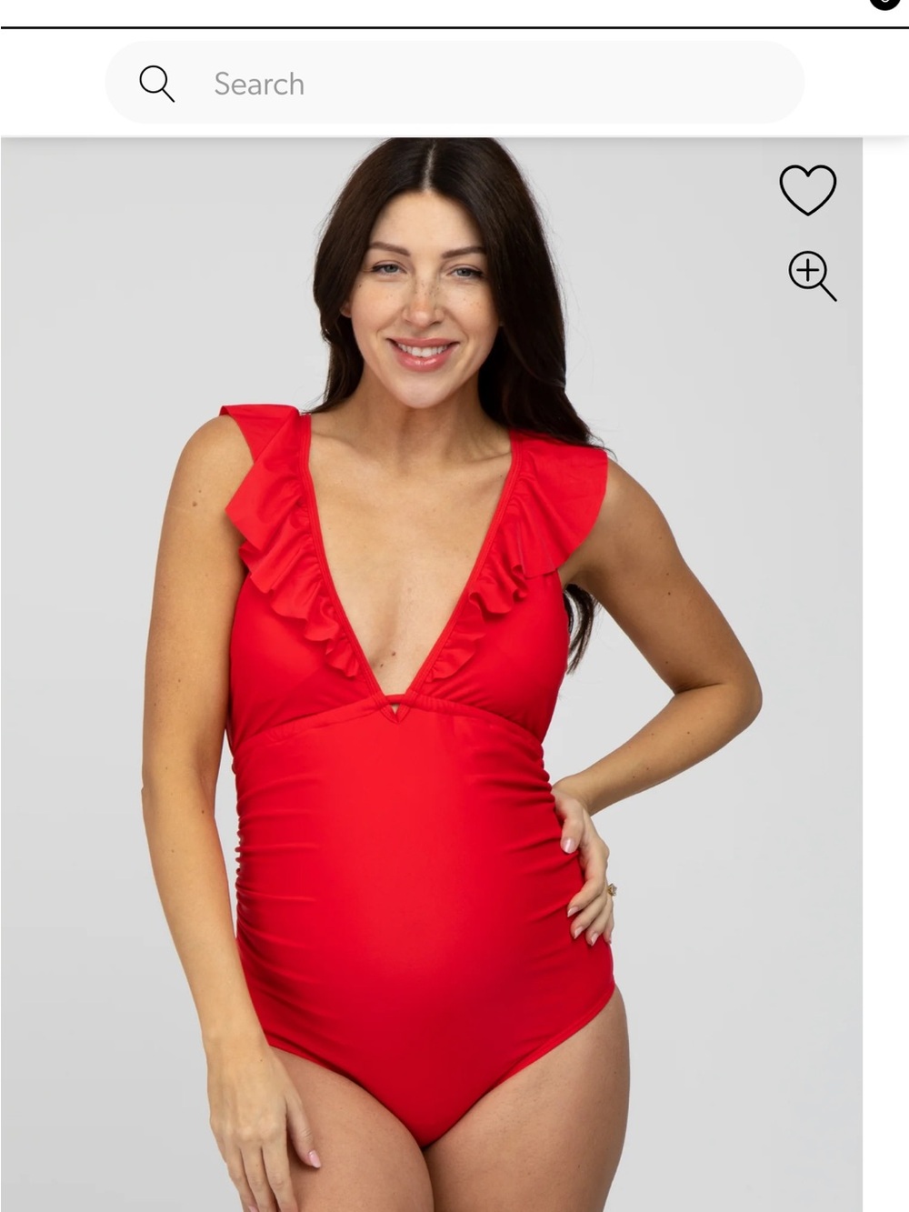PinkBlush Red Ruffle Maternity Swimsuit
